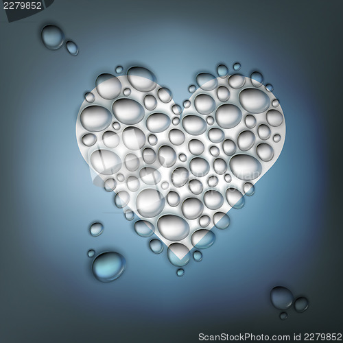 Image of Heart shaped water drops. Abstract Valentines day background, ve