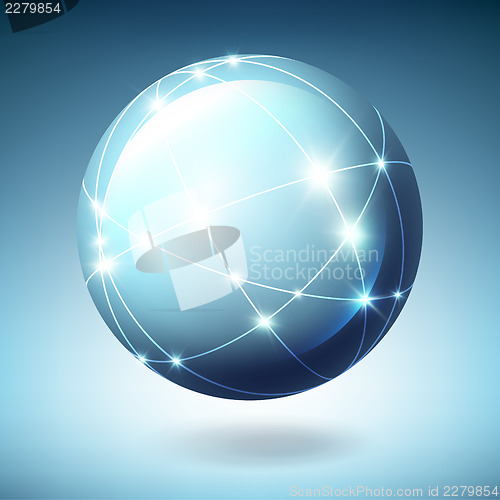 Image of Globe with satellites. Vector illustration, EPS10