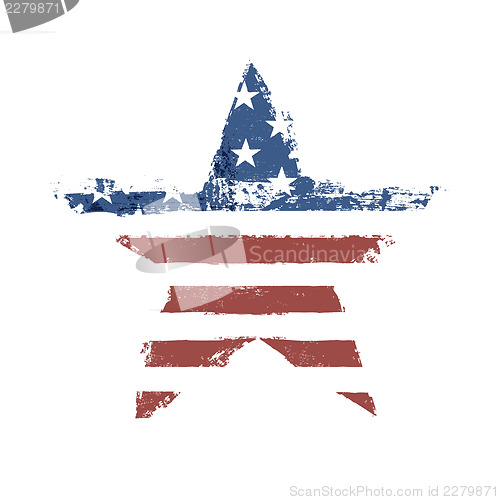 Image of The American flag print as star shaped symbol. Vector, EPS10.