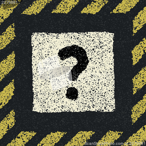 Image of Question sign on asphalt in hazard frame. Vector illustration, E