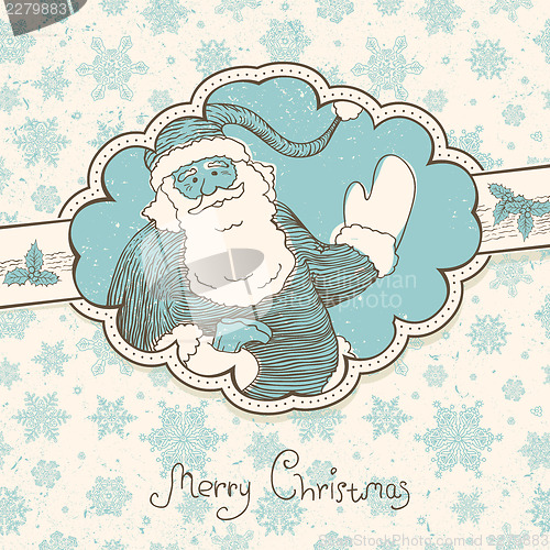 Image of Christmas greetings background in retro style. Vector illustrati