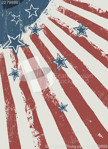Image of Stars on scratched american flag texture. Vector
