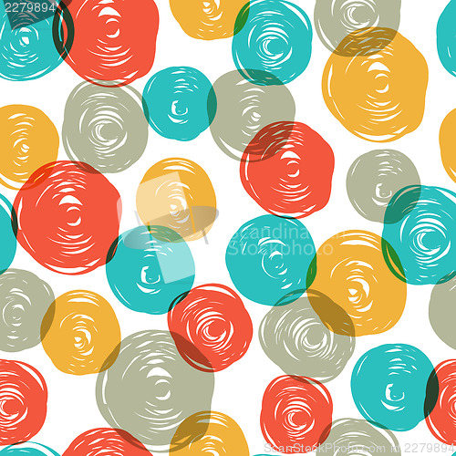 Image of Abstract colorful retro seamless pattern (balls doodles). Vector