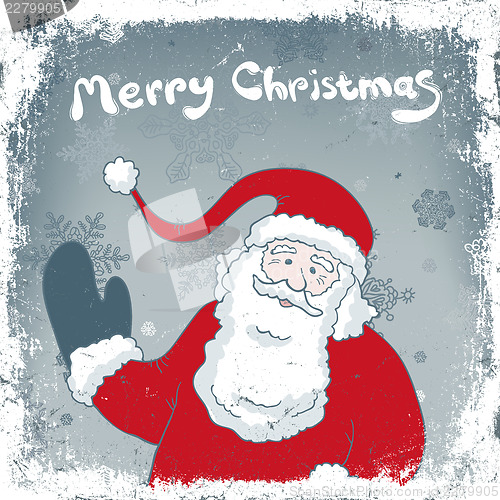 Image of Christmas vintage card with Santa. Vector, EPS8.