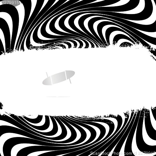 Image of Black and white swirl lines with grunge label. Vector.