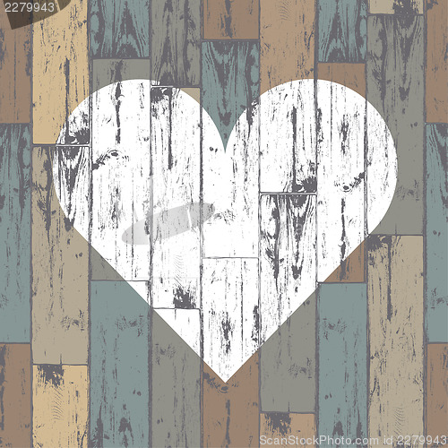 Image of White heart on wooden background. Vector, EPS10