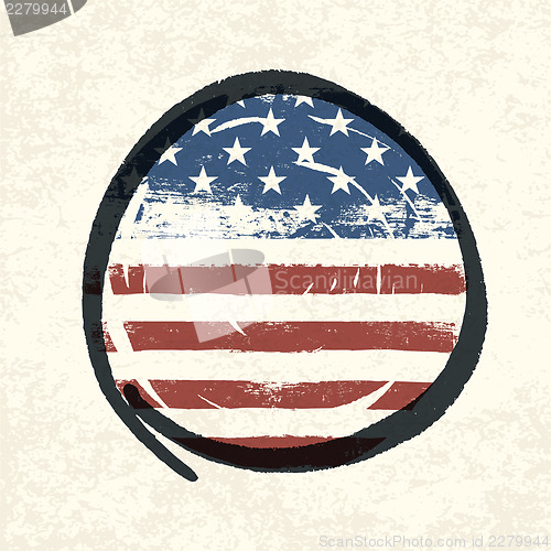 Image of Grunge american flag themed button american flag. Vector, EPS10