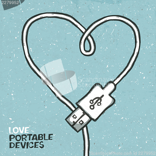 Image of Love portable devices, concept illustration. Vector, EPS10