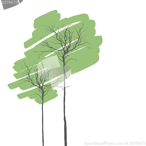 Image of Creen Trees On White With Space For Text. Vector
