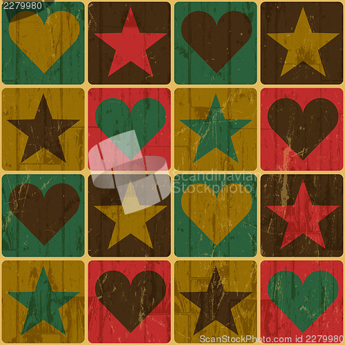 Image of Hearts And Stars, Pop-Art Styled Poster, Vector