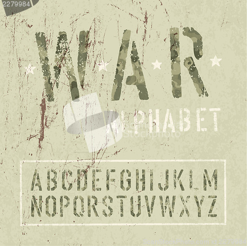 Image of Camouflage grunge alphabet. Vector, EPS10.