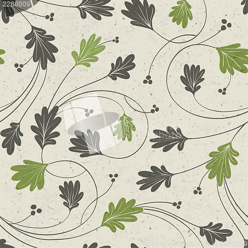 Image of Oak leaves stylized seamless pattern, vector.