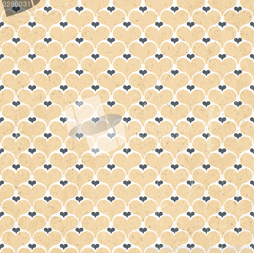 Image of Retro hearts seamless background, vector