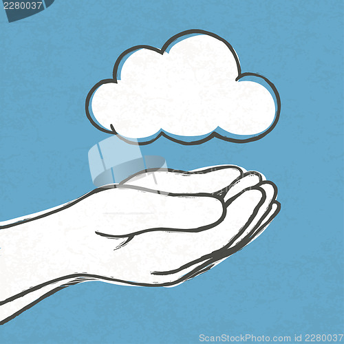 Image of Cloud in hands. Vector, EPS10
