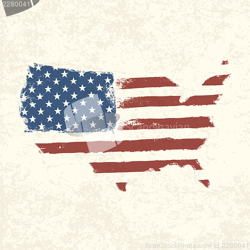 Image of USA flag. Shape of american map. Vector, EPS10