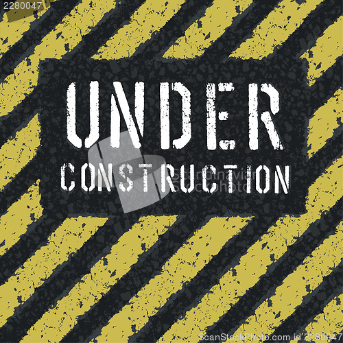 Image of Under construction message on asphalt background. Vector, EPS8