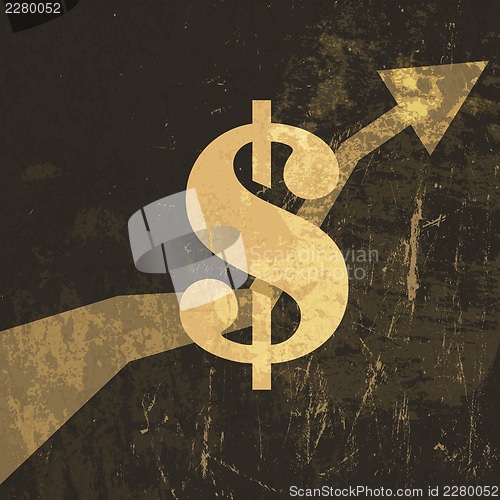 Image of Retro earnings grow up illustration. Dollar sign, Vector