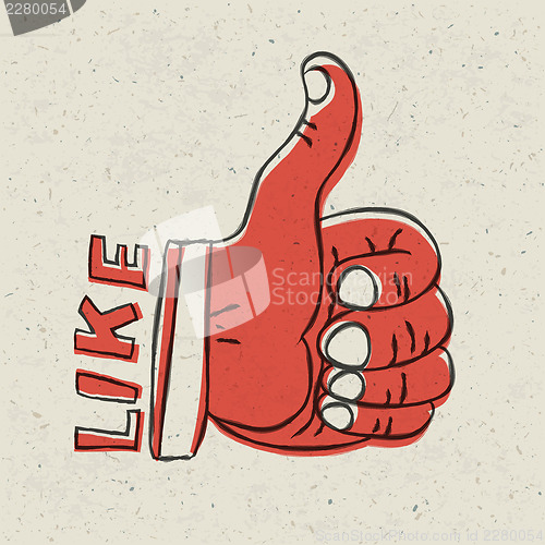 Image of Thumb up symbol. Retro styled vector illustration, EPS10 