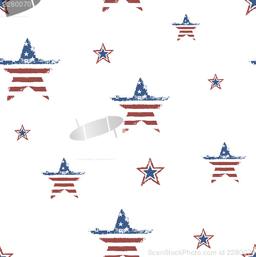 Image of Seamless patriotic ornament for Fourth July Celebration. Vector,