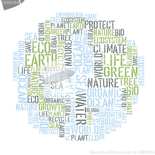 Image of Ecology Earth concept word collage. Environmental poster design 