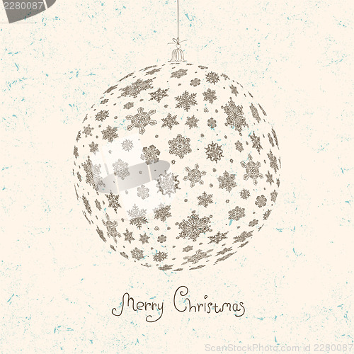 Image of Christmas ball on textured beige background. Vector illustration