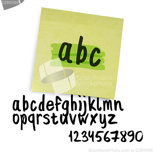 Image of Handwritten alphabet (uppercase letters with numbers). Vector.