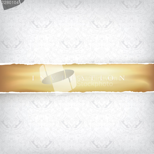 Image of Vintage Ornamented Background with Golden Ribbon. Vector, EPS10