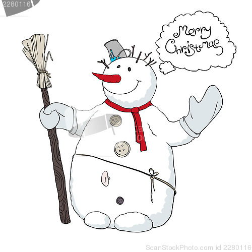 Image of Cute snowman llustration. Vector, EPS8