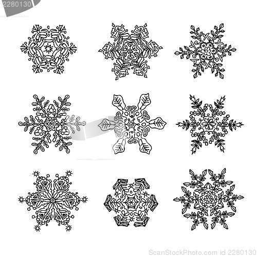 Image of Macro-structure of real snowflakes, transformed and drawn as orn