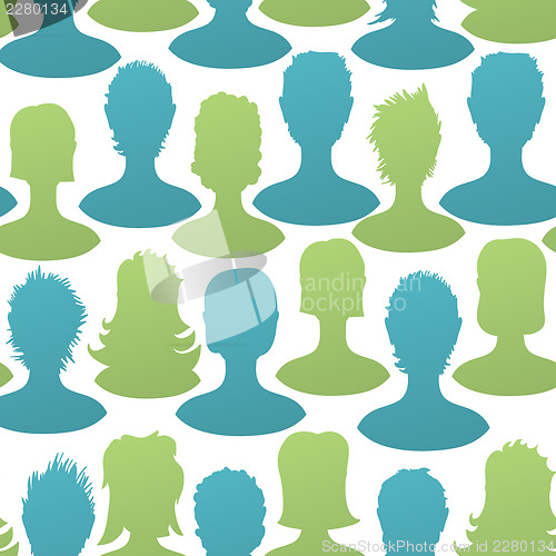 Image of Social silhouettes seamless pattern, vector, EPS8