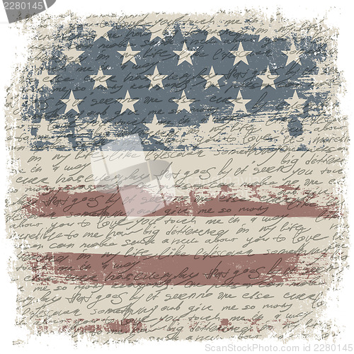 Image of Vintage usa flag background with isolate grunge borders. Vector 