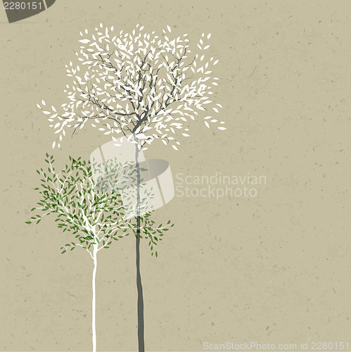 Image of Trees background. The trunk and leaves in separate layers. Vecto