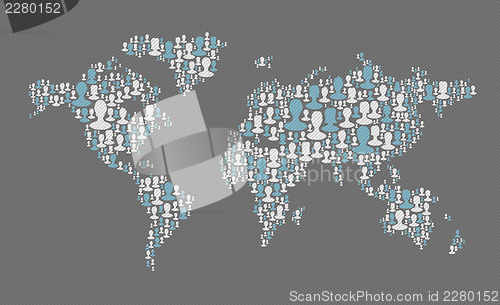 Image of World map. Social media concept. Composed from many people silho