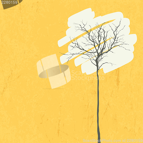 Image of Stylized tree. Retro background. Vector