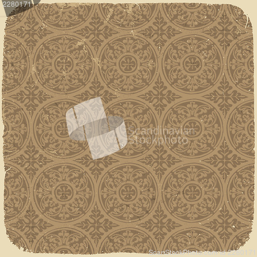 Image of Aged vintage background with ancient seamless pattern. Vector il