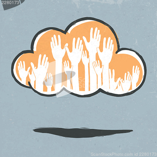 Image of Cloud hands. Hand-drawn vector illustration, EPS10.