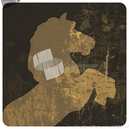 Image of Horse silhouette on grunge texture. Vector, EPS10