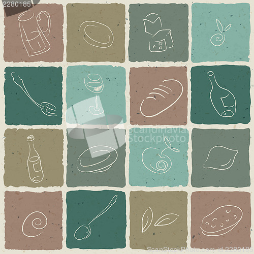 Image of Restaurant icons tiled retro background, vector illustration. EP
