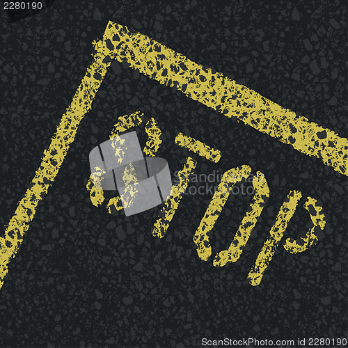 Image of Stop sign on road. Vector