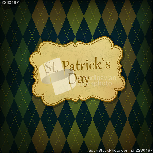 Image of St. Patrick holiday greeting card. Vintage styled, vector, EPS10