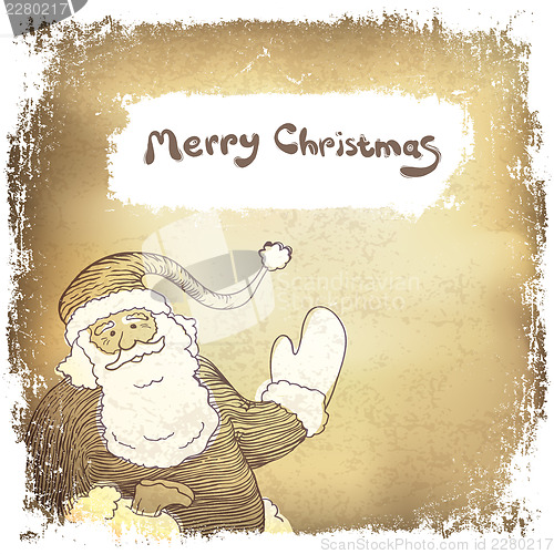 Image of Seasons greeting card vintage styled in grunge frame. Vector ill