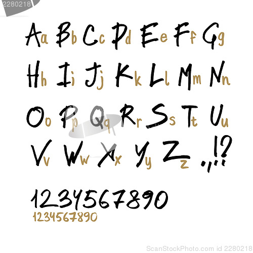 Image of Hand drawn alphabet letters, in two faces (upper and lowercase).