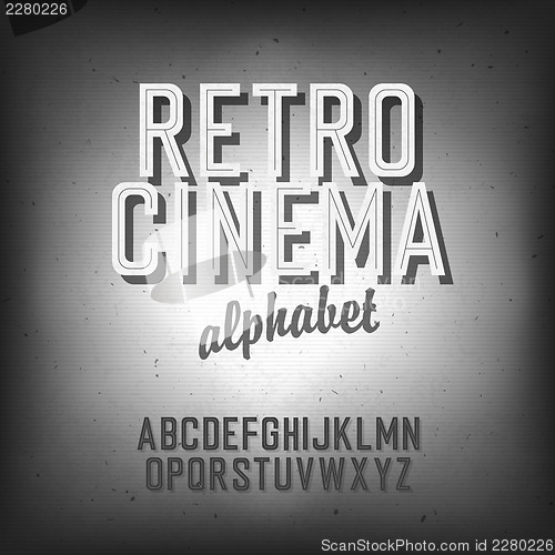 Image of Old cinema styled alphabet. With textured background, vector, EP