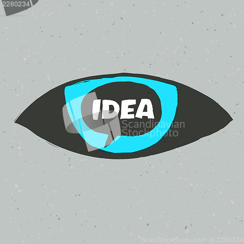 Image of Eye symbol with idea word. Vector illustration, EPS10