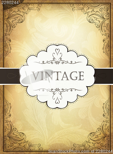 Image of Vintage background with ornamental frame. Vector illustration, E