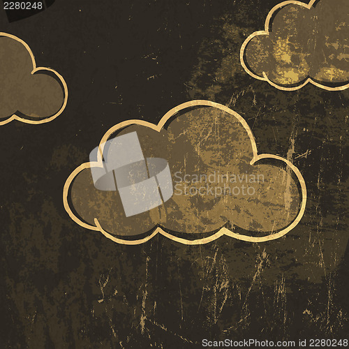 Image of Retro clouds vector background.