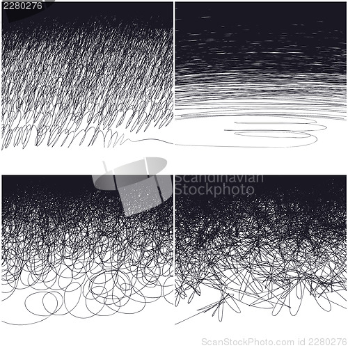 Image of Four types doodles: uniform, wide, curlicues, chaotic. Design ba