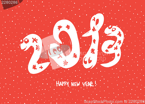 Image of Primitive doodle drawings of 2013 "snake" year. Vector backgroun