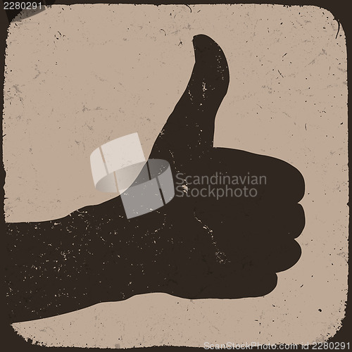 Image of Like silhouette on coffee colored grunge background. Vector, EPS
