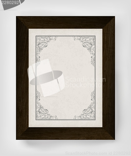 Image of Vintage border with wooden frame. Vector illustration, EPS10